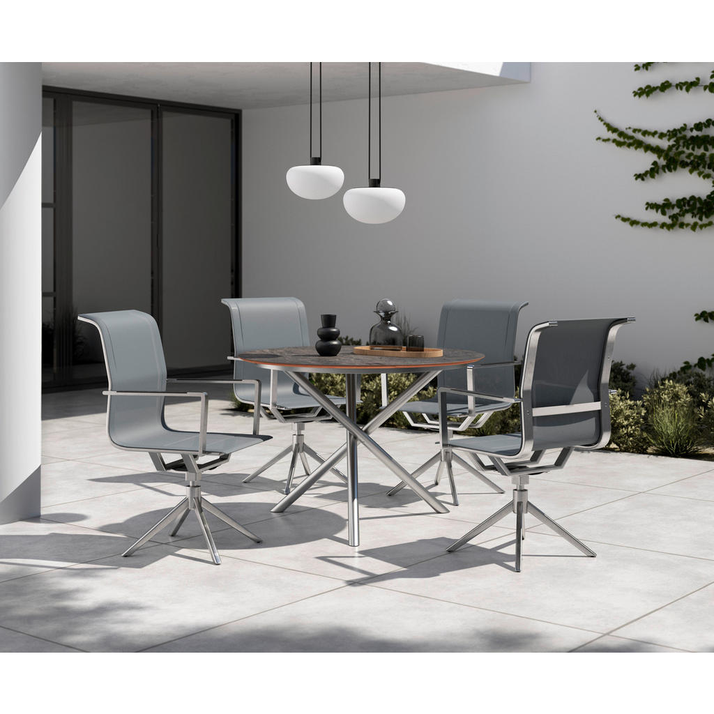 Thumbnail - Ambia Garden Gartentisch, Edelstahl, Metall, Kunststoff, rund, rund, 110x75x110 cm, Gartenmöbel, Gartentische, Gartentis...