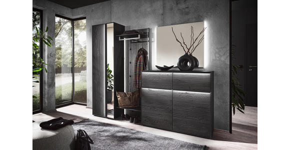 GARDEROBE 4-teilig in 235/196/39 cm - Anthrazit, Design, Glas/Holz (235/196/39cm) - Johann Jakob