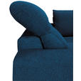ECKSOFA Blau Chenille  inkl. Zierkissen, Bettkasten, Schlaffunktion, Rücken echt, Kopfteilverstellung, Liegefläche im Originalstoff  - Blau/Schwarz, KONVENTIONELL, Textil/Metall (266/185cm) - Carryhome