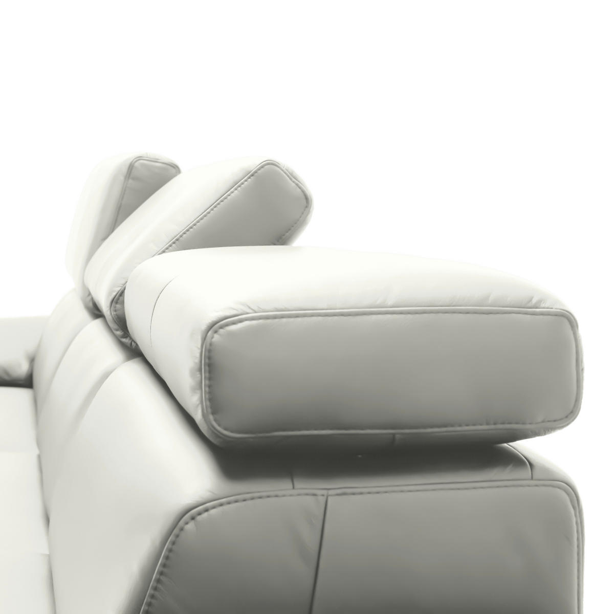 ECKSOFA in Echtleder Weiss  - Weiss/Schwarz, Design, Leder/Metall (187/295cm) - Novel