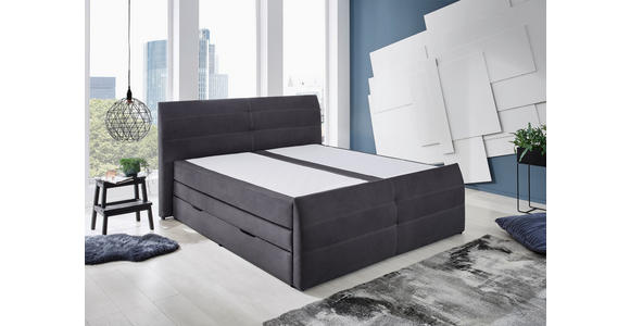 BOXSPRINGBETT 180/200 cm  in Anthrazit  - Anthrazit/Schwarz, KONVENTIONELL, Kunststoff/Textil (180/200cm) - Xora