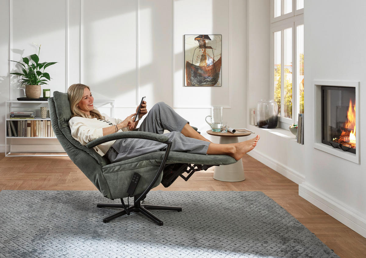 RELAXSESSEL in Textil Dunkelgrün  - Dunkelgrün/Schwarz, Design, Textil/Metall (66/112/83cm) - Beldomo Speed