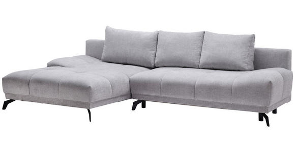 ECKSOFA in Chenille Grau  - Schwarz/Grau, MODERN, Textil/Metall (182/290cm) - Hom`in