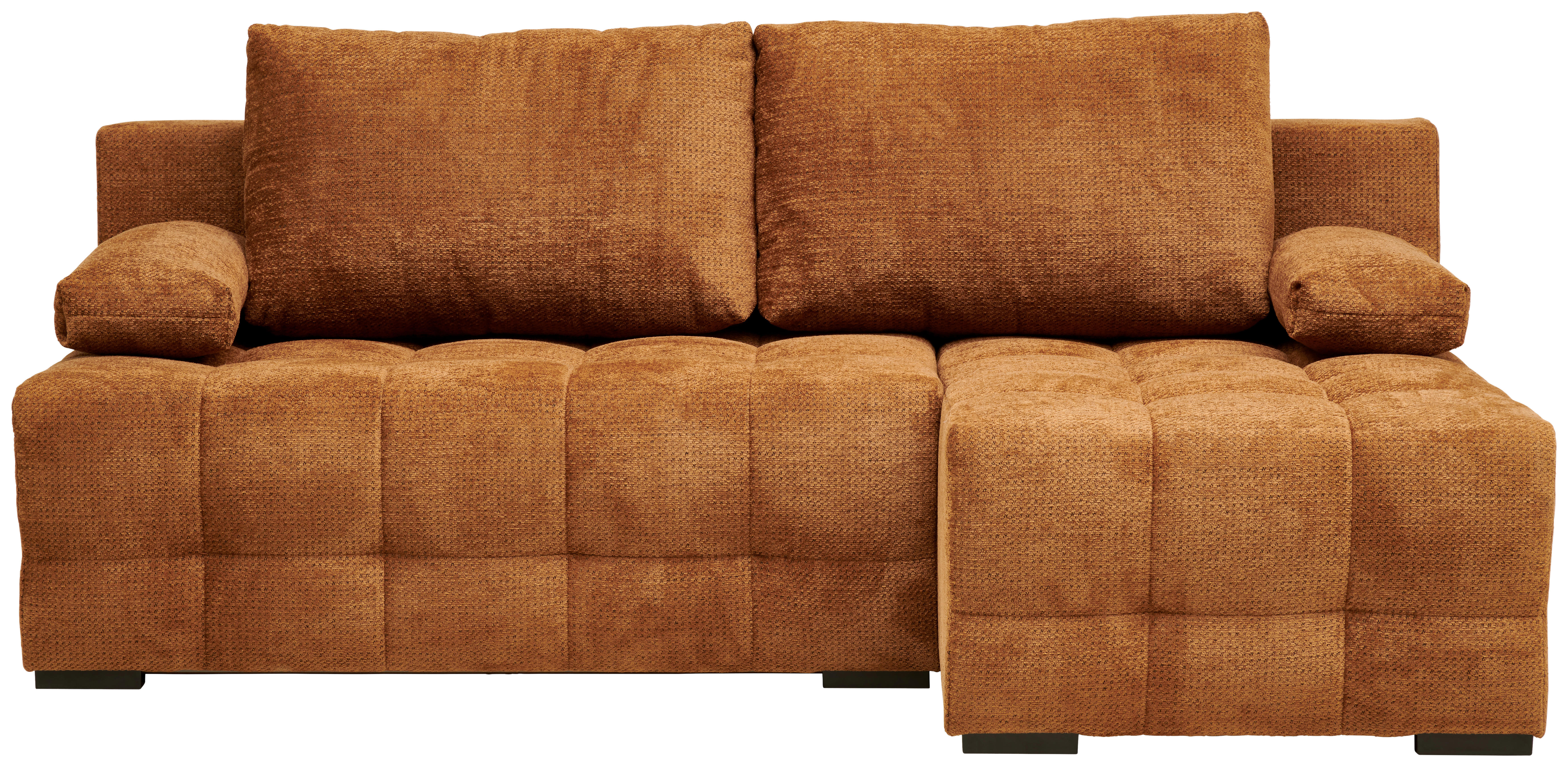 ECKSOFA Rostfarben Chenille  - Rostfarben/Schwarz, MODERN, Kunststoff/Textil (204/145cm) - home24