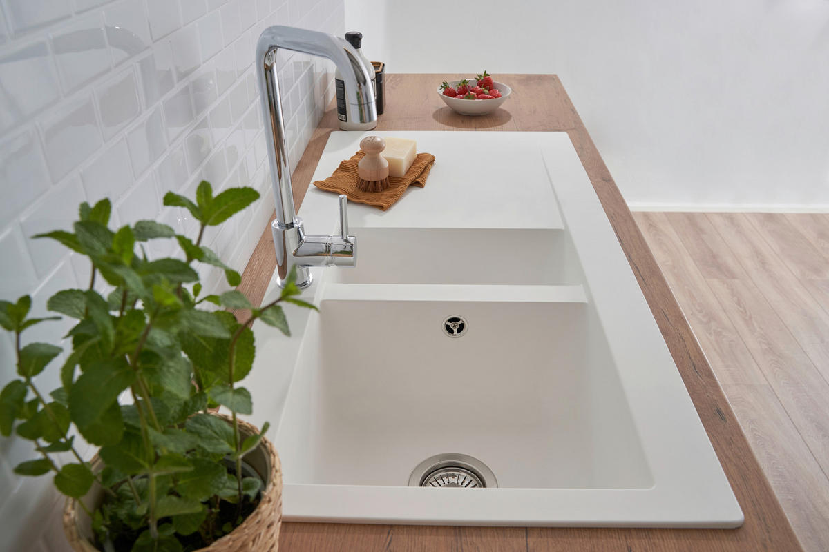 SPÜLE 1712DENVER100X50W  - Weiß, Trend, Glas/Kunststoff (100/20/50cm) - Respekta