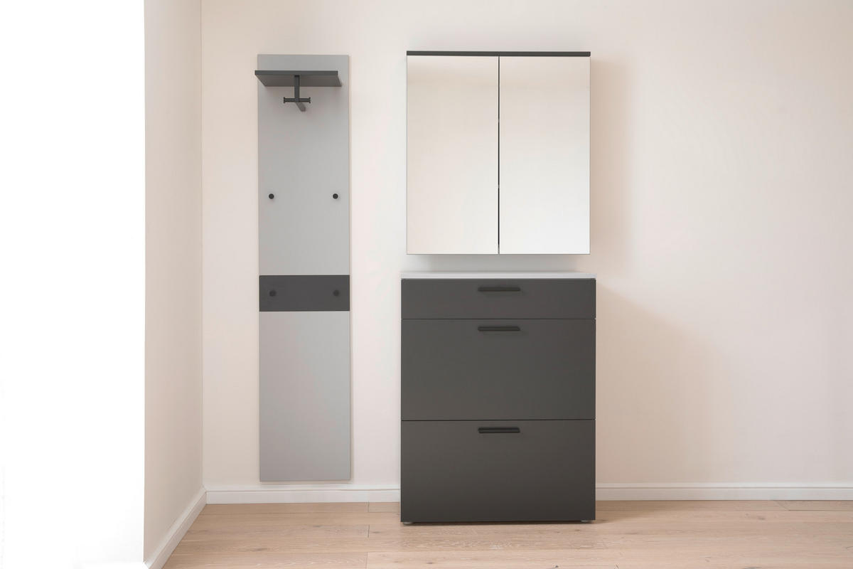 GARDEROBE 3-teilig  in 220/200/38 cm  - Anthrazit/Grau, KONVENTIONELL, Holzwerkstoff (220/200/38cm) - Moderano