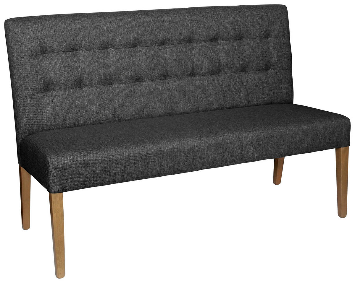 SITZBANK 141/95/64 cm Webstoff Anthrazit Holz  - Eichefarben/Anthrazit, KONVENTIONELL, Holz/Textil (141/95/64cm) - Carryhome