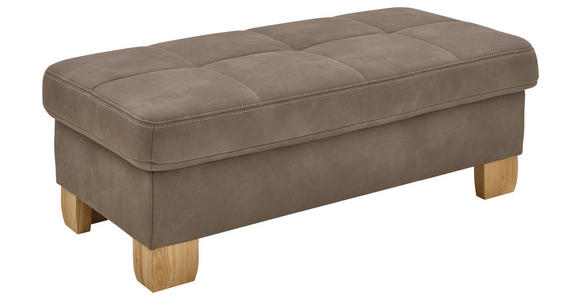HOCKER Mikrofaser Braun - Beige/Braun, KONVENTIONELL, Holz/Textil (130/47/65cm) - Voleo