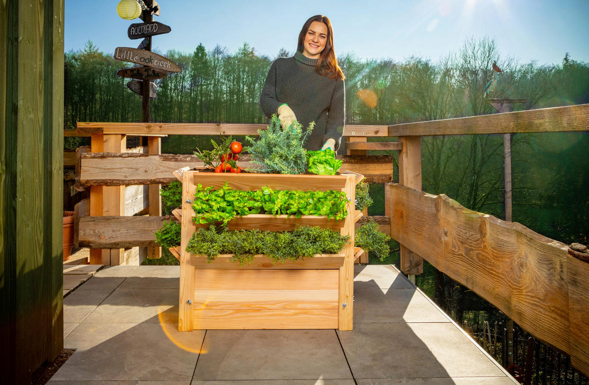 VYVÝŠENÝ ZÁHON   - farba smrekovca, Basics, drevo (90/73/65cm)