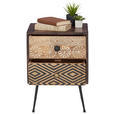 NACHTSCHRANK 40/55/35 cm Mangoholz massiv  - Dunkelbraun/Messingfarben, LIFESTYLE, Holz/Metall (40/55/35cm) - Landscape