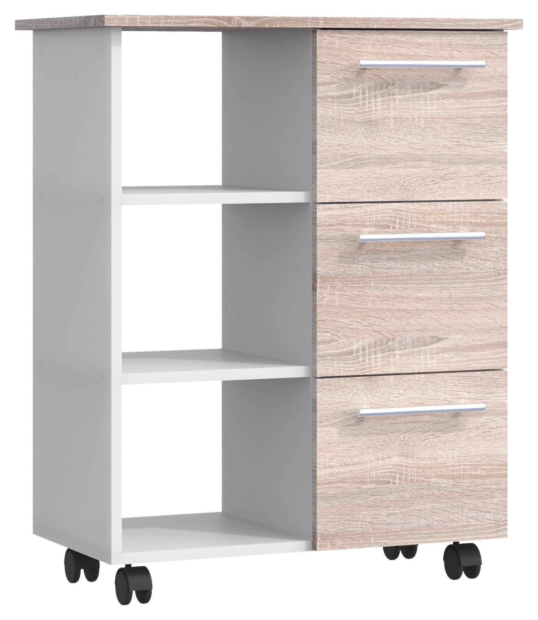 ALLZWECKWAGEN in Weiß, Sonoma Eiche  - Weiß/Sonoma Eiche, Design, Holzwerkstoff (68/38/85cm) - MID.YOU