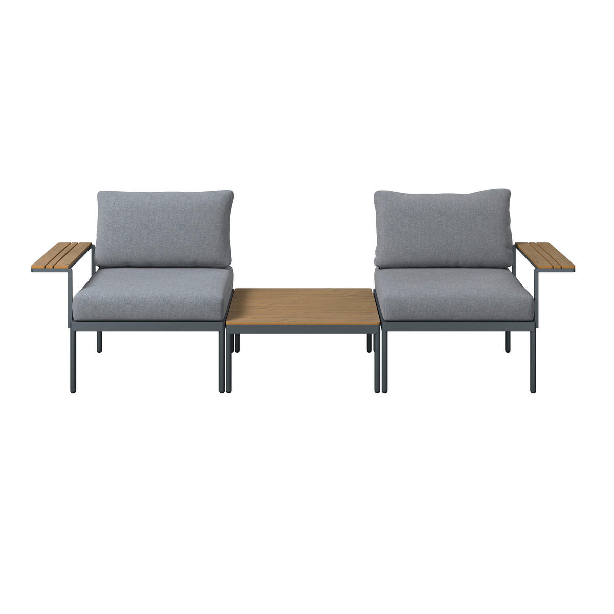 TERASOVÁ SEDACÍ SOUPRAVA 3dílné, kov, plast, textil - tmavě šedá/přírodní barvy, Moderní, kov/textil (85/64.5/71.5cm) - Ambia Garden