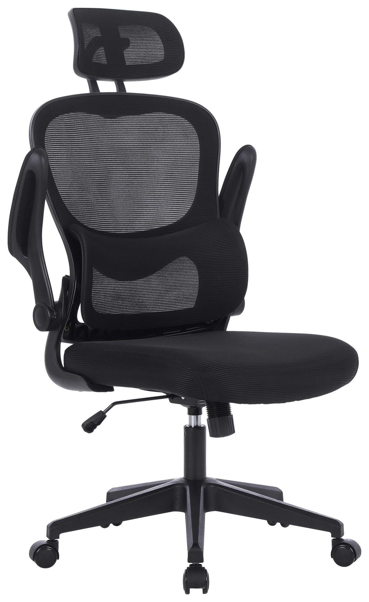 DREHSTUHL  in Netzbespannung Schwarz  - Schwarz, Konventionell, Kunststoff/Textil (63,5/116-126/66cm) - Carryhome