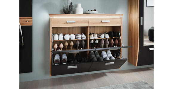 SCHUHSCHRANK 123/96/32 cm - Dunkelbraun/Silberfarben, Design, Holz/Holzwerkstoff (123/96/32cm) - Dieter Knoll