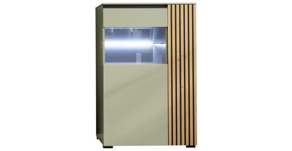 HIGHBOARD Schwarz, Wildeiche, Schilfgrün 87/136/45 cm - Schilfgrün/Wildeiche, Design, Glas/Holz (87/136/45cm) - Moderano