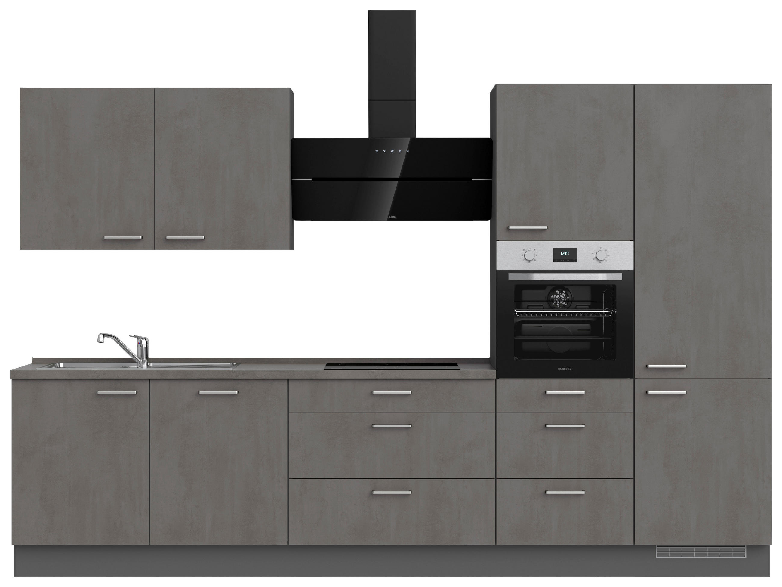 KÜCHENLEERBLOCK 330 cm   in Schieferfarben  - Schieferfarben/Edelstahlfarben, MODERN, Holzwerkstoff/Metall (330cm) - Nobilia