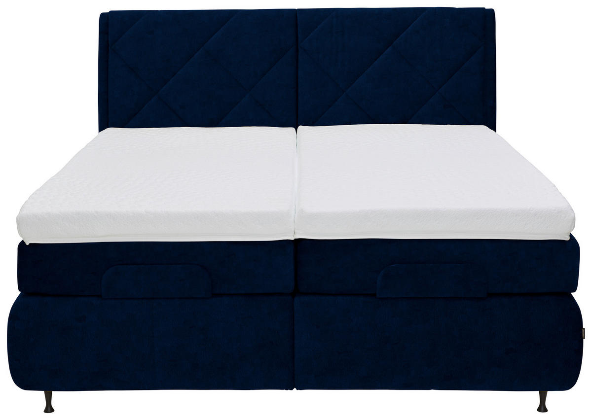 BOXSPRINGBETT 180/200 cm  in Dunkelblau  - Schwarz/Dunkelblau, KONVENTIONELL, Textil/Metall (180/200cm) - Dieter Knoll