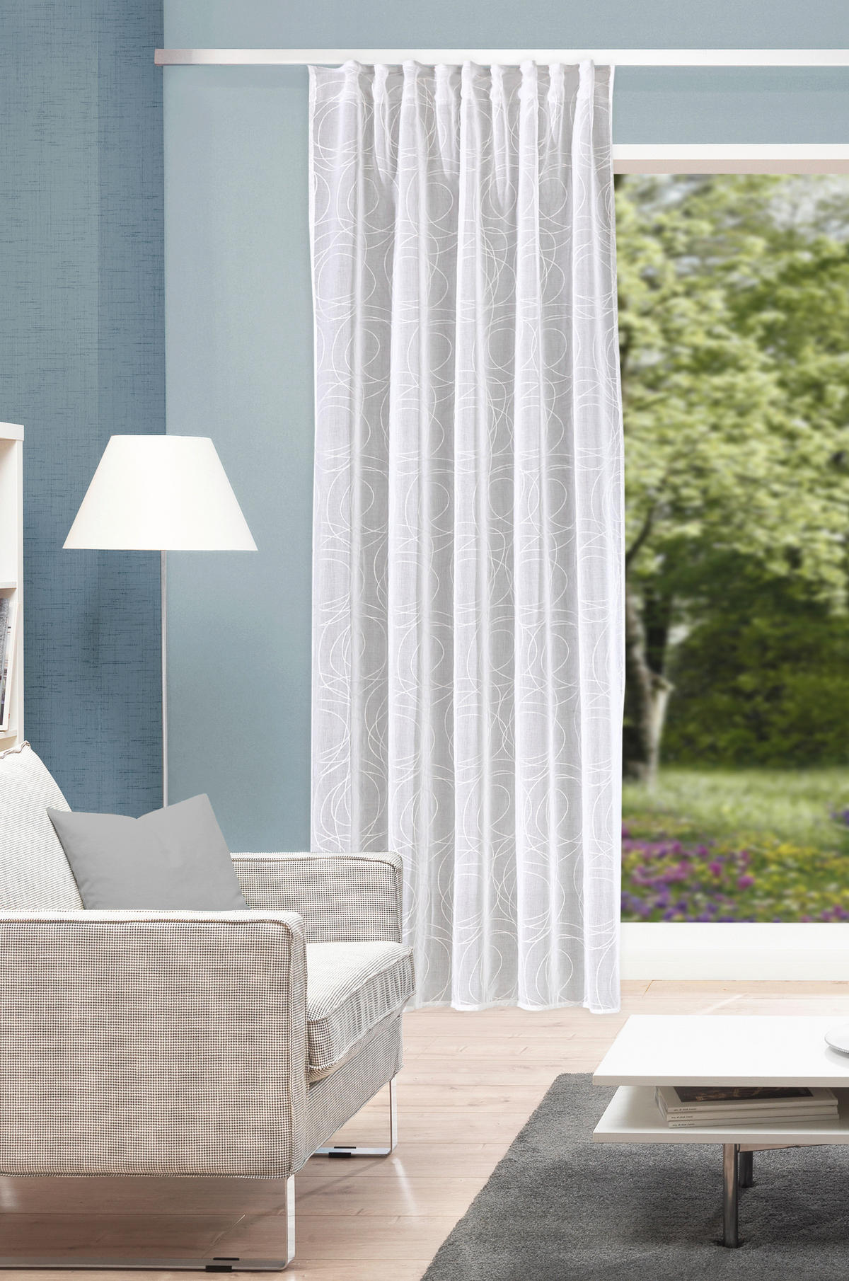 FERTIGVORHANG  halbtransparent   135/245 cm  - Weiß, Basics, Textil (135/245cm)
