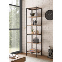 STANDREGAL Schwarz, Eichefarben  - Eichefarben/Schwarz, Basics, Holzwerkstoff/Metall (50/195/40cm) - MID.YOU