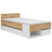 BETT 100/200 cm  in Weiß, Eiche Artisan  - Weiß/Eiche Artisan, KONVENTIONELL (100/200cm) - MID.YOU