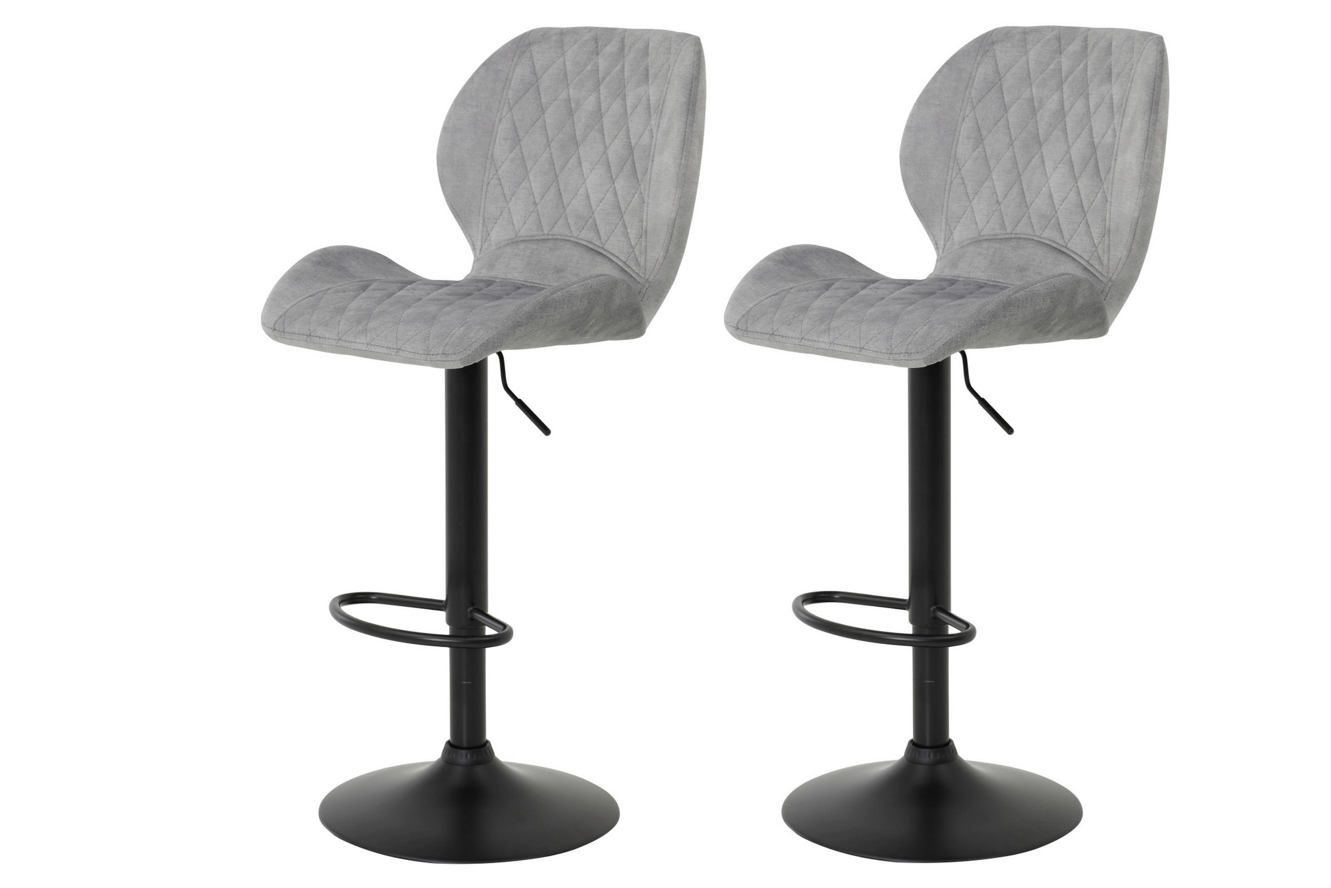 BARHOCKER Samt, Velours Grau Stahl Typenauswahl, Sitzfläche 360° drehbar, abwischbar  - Schwarz/Grau, MODERN, Textil/Metall (42/96-117/51cm) - MID.YOU