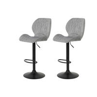 BARHOCKER Samt, Velours Grau Stahl Typenauswahl, Sitzfläche 360° drehbar, abwischbar  - Schwarz/Grau, MODERN, Textil/Metall (42/96-117/51cm) - MID.YOU