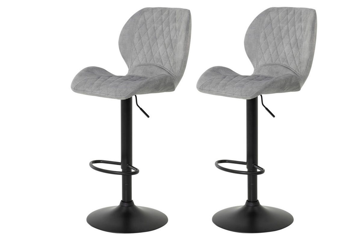 BARHOCKER Samt, Velours Grau Stahl Typenauswahl, Sitzfläche 360° drehbar, abwischbar  - Schwarz/Grau, MODERN, Textil/Metall (42/96-117/51cm) - MID.YOU