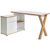ECKSCHREIBTISCH 140/95/76 cm  in Weiss, Eichefarben  - Weiss/Eichefarben, Modern, Holzwerkstoff/Metall (140/95/76cm) - Livetastic