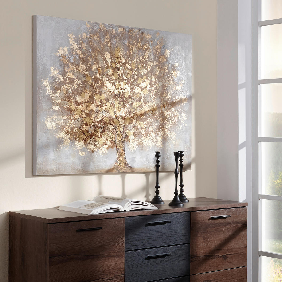 KEILRAHMENBILD 120/90 cm  - Goldfarben/Braun, Basics, Holz/Textil (120/90cm) - Monee