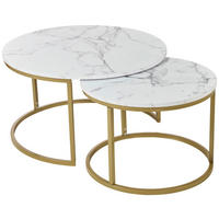 COUCHTISCHSET 60-80/60-80/42-45 cm rund Weiß, Goldfarben  - Goldfarben/Weiß, Design, Holzwerkstoff/Metall (60-80/60-80/42-45cm) - home24