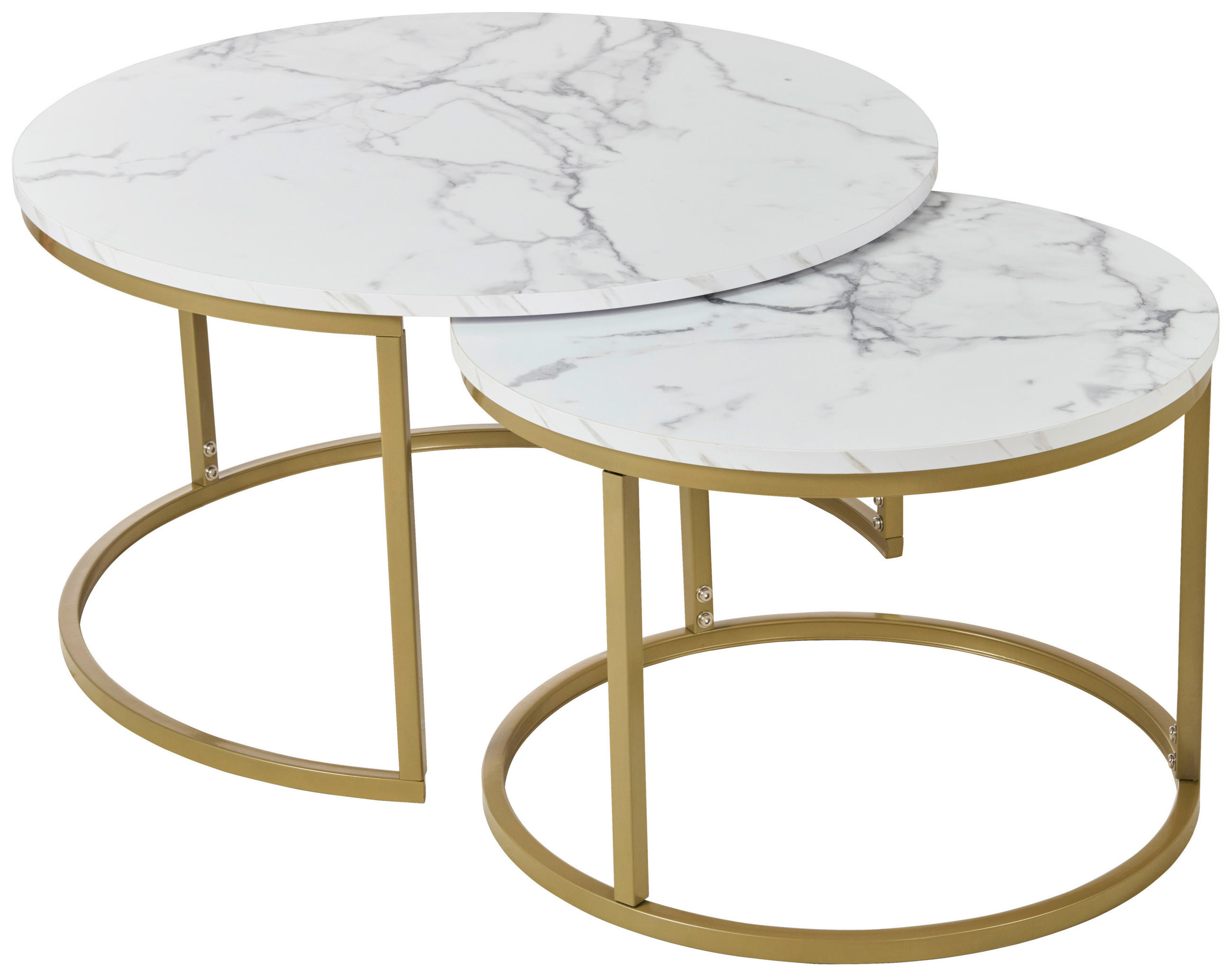 home24 SADA KONFERENČNÍCH STOLKŮ, bílá, barvy zlata, kov, kompozitní dřevo, 60-80/60-80/42-45 cm