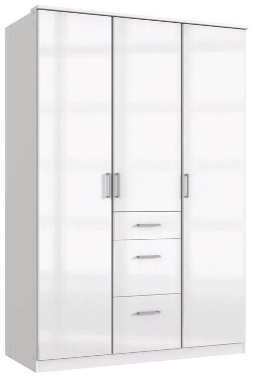 ARMOIRE in Weiss Hochglanz, Weiss  - Weiss Hochglanz/Chromfarben, Basics, Holzwerkstoff (135/199/58cm) - MID.YOU