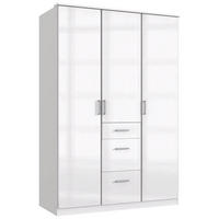 GARDEROB 135/199/58 cm 3-dörrar - vit/kromfärg, Basics, trämaterial (135/199/58cm) - MID.YOU