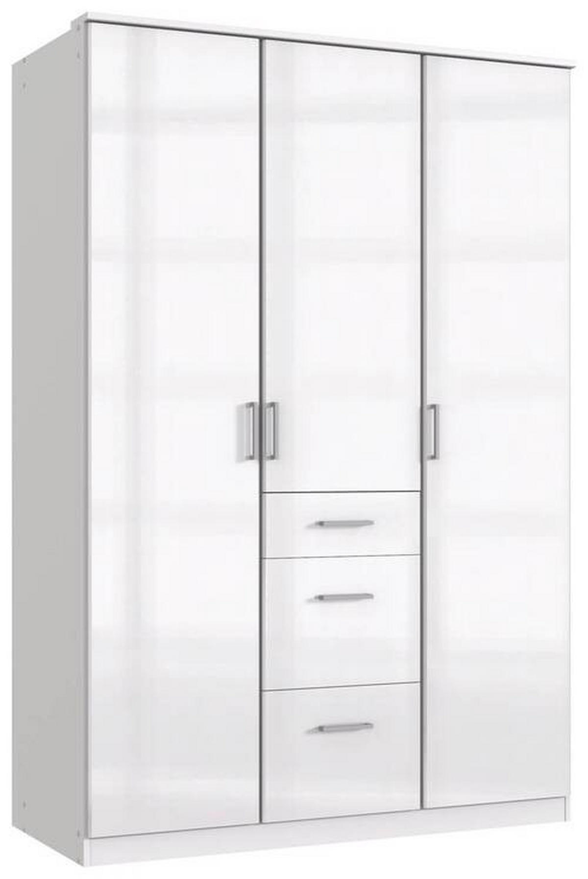 GARDEROB 135/199/58 cm 3-dörrar - vit/kromfärg, Basics, trämaterial (135/199/58cm) - MID.YOU