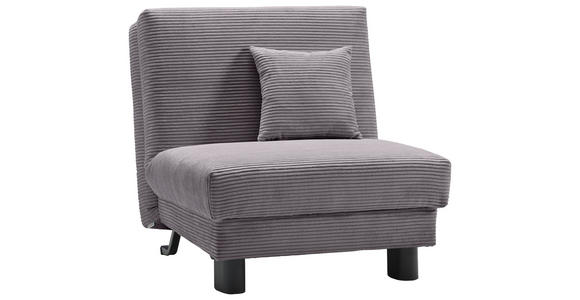 SCHLAFSESSEL Cord Grau Fußauswahl, Stoffauswahl, Liegefunktion Zierkissen  - Schwarz/Grau, Design, Textil/Metall (85/85/100cm) - Carryhome