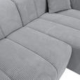 ECKSOFA Hellgrau Cord Zierkissen, Rücken echt  - Hellgrau/Schwarz, KONVENTIONELL, Kunststoff/Textil (250/162cm) - Carryhome
