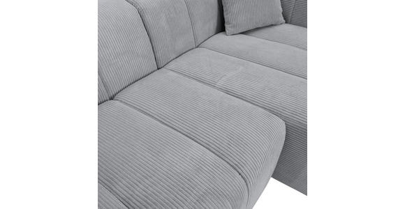 ECKSOFA Hellgrau Cord Zierkissen, Rücken echt  - Hellgrau/Schwarz, KONVENTIONELL, Kunststoff/Textil (250/162cm) - Carryhome