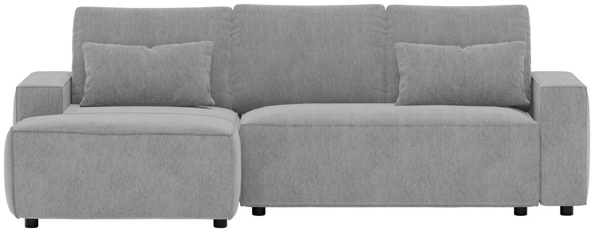 ECKSCHLAFSOFA in Chenille Silberfarben  - Silberfarben/Schwarz, Modern, Kunststoff/Textil (154/247cm) - Livetastic