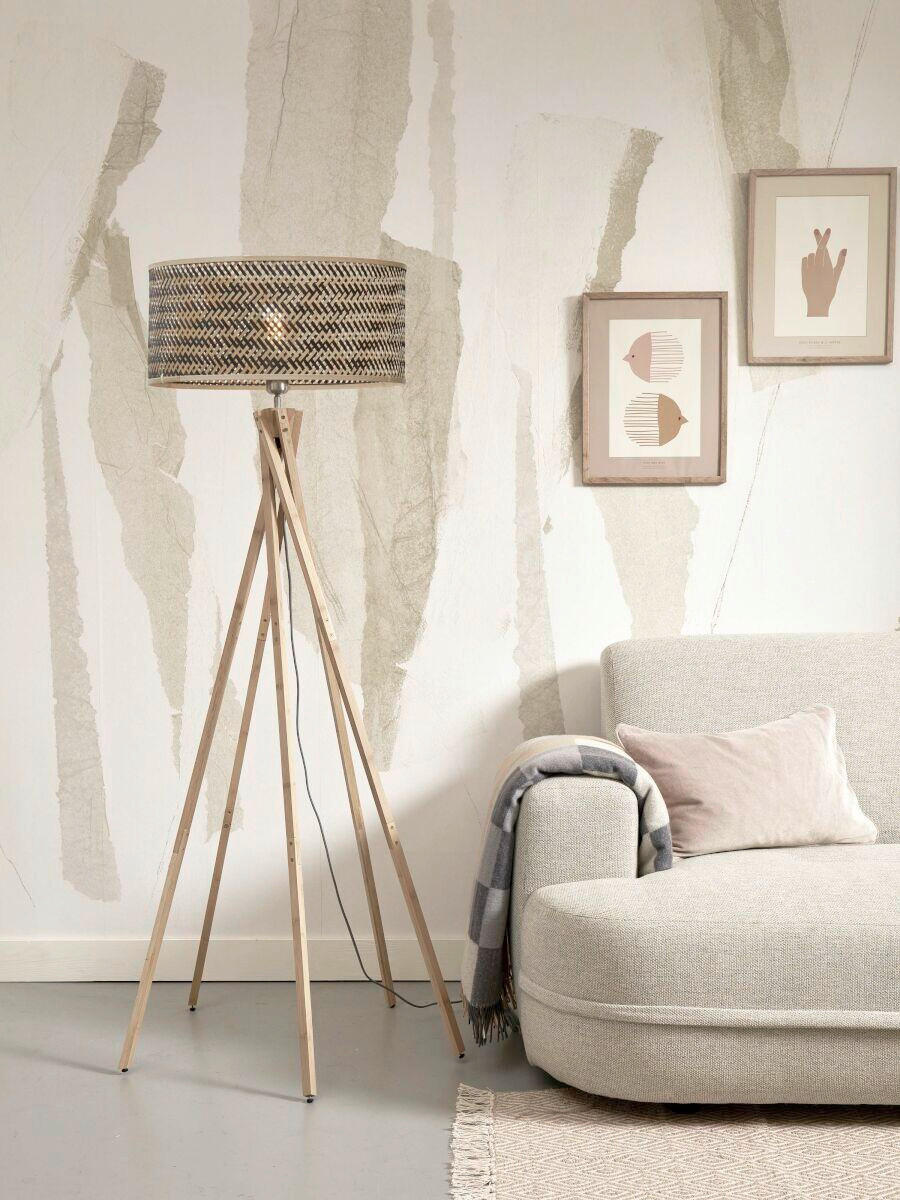 GOLVLAMPA GOOD&MOJO  53/53/146 cm    - svart/naturfärgad, Trend (53/53/146cm) - Good & Mojo