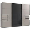 SCHWEBETÜRENSCHRANK 270/208/64 cm 3-türig Sahara, Graphitfarben, Schwarz  - Schwarz/Graphitfarben, Design, Glas/Holzwerkstoff (270/208/64cm) - Carryhome