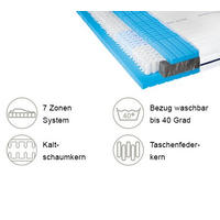 TASCHENFEDERKERNMATRATZE Emotion S60 Hybrid 160/200 cm H2 + H2 = mittel  - Weiss, Basics, Textil (160/200cm) - Novel