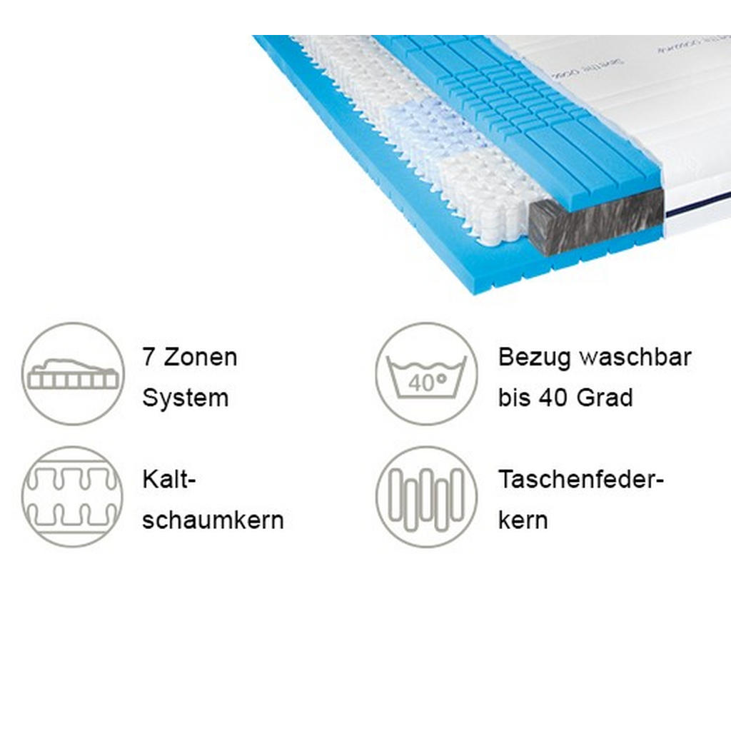 Thumbnail - Novel Taschenfederkernmatratze Emotion S60 Hybrid, Weiß, Textil, H2, rechteckig, 80x200 cm, Made in Germany, optimale Be...