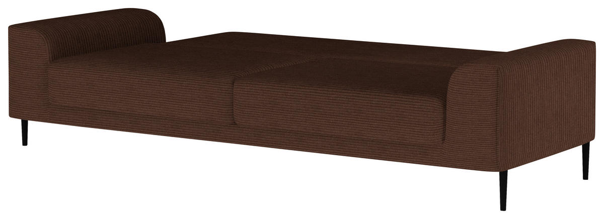SCHLAFSOFA  mit Stoffauswahl, Schlafen auf Sitzhöhe, Armteil links, Armteil rechts Cord Dunkelbraun  - Dunkelbraun/Schwarz, Design, Textil/Metall (250/89/105cm) - Livetastic