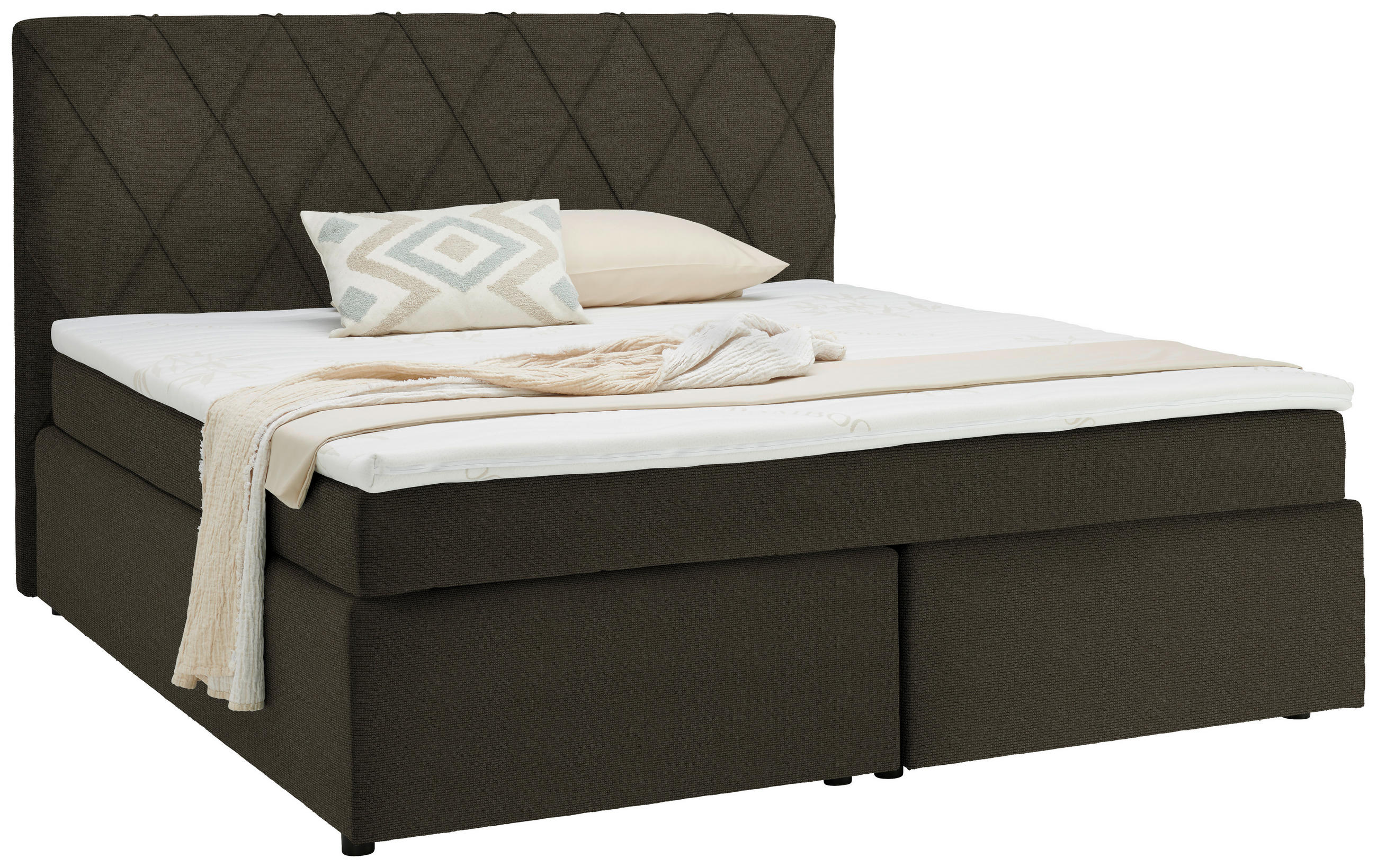 BOXSPRINGBETT 180/200 cm  in Dunkelbraun  - Dunkelbraun/Schwarz, Design, Kunststoff/Textil (180/200cm) - Xora