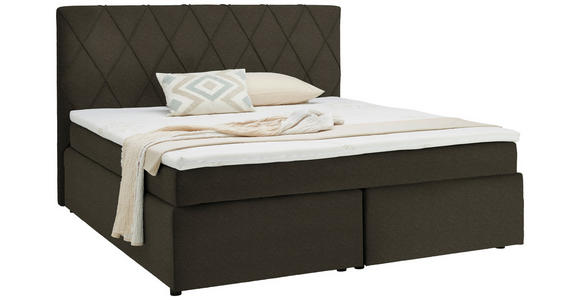 BOXSPRINGBETT 180/200 cm  in Dunkelbraun  - Dunkelbraun/Schwarz, Design, Kunststoff/Textil (180/200cm) - Xora