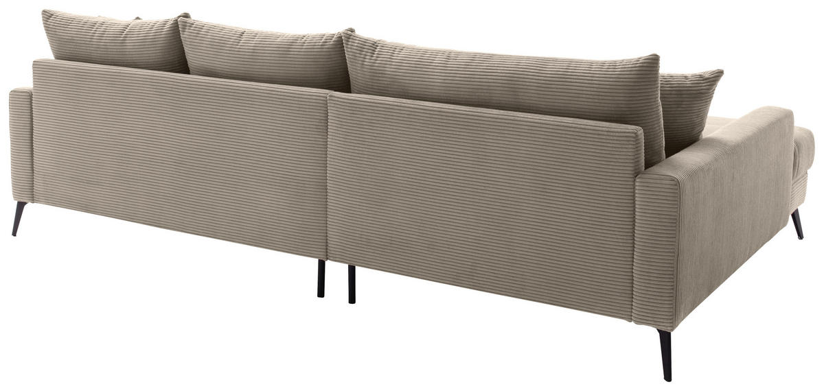 ECKSOFA Taupe Cord  - Taupe/Schwarz, KONVENTIONELL, Textil/Metall (173/280cm) - Hom`in