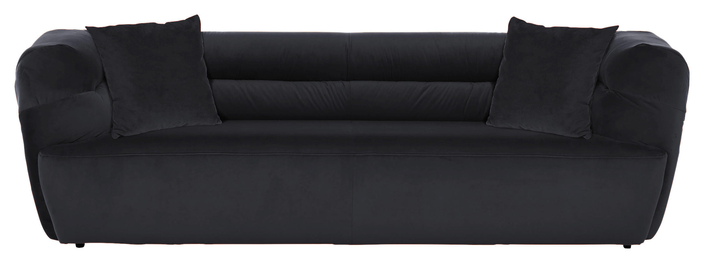 BIGSOFA Samt Schwarz  - Schwarz, KONVENTIONELL, Kunststoff/Textil (240/73/100cm) - Carryhome