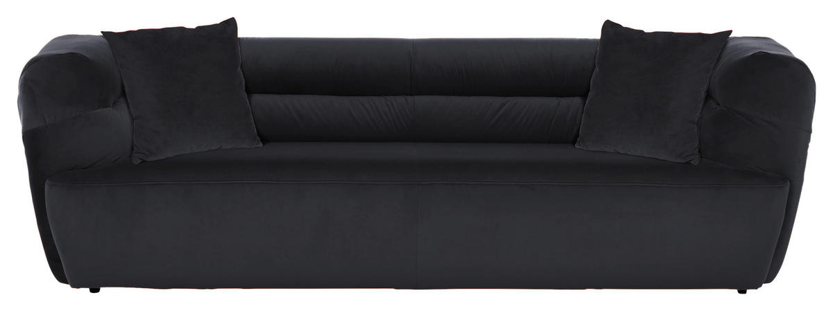 BIGSOFA Samt Schwarz  - Schwarz, KONVENTIONELL, Kunststoff/Textil (240/73/100cm) - Carryhome