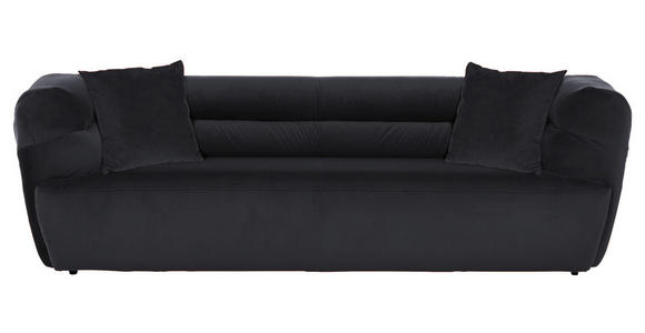 BIGSOFA Samt Schwarz  - Schwarz, KONVENTIONELL, Kunststoff/Textil (240/73/100cm) - Carryhome