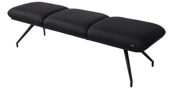 SITZBANK 200/49,5/50 cm Echtleder Schwarz  - Schwarz, Design, Leder/Metall (200/49,5/50cm) - Dieter Knoll